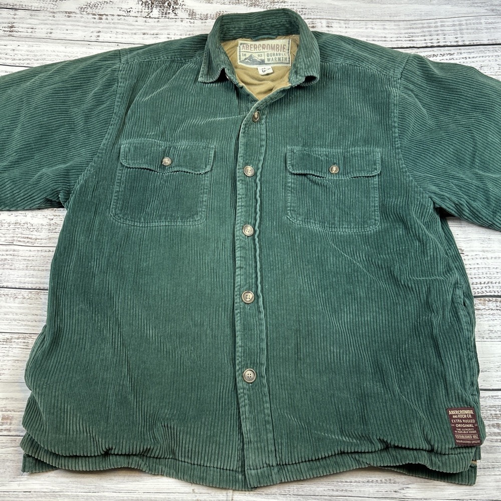 VTG Abercrombie & Fitch Co. Corduroy Long Sleeve Shirt Shacket Sz M Extra Rugged - Picture 2 of 9